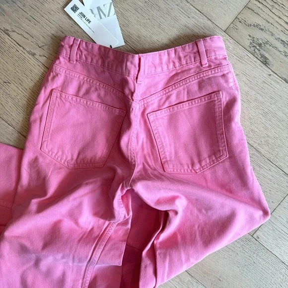 PInk Zara baggy denim jeans wide leg 0 - Picture 4 of 4